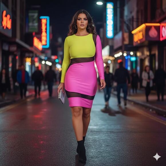 Goodtime USA X Angel Brinks Neon Bodycon Dress - Picture 1 of 9
